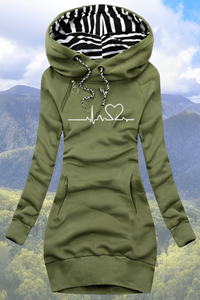 Heartbeat Print Oversized Hoodie - Soft Casual Sweatshirt for Stylish Comfort 0