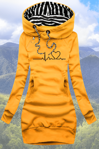 Heartbeat Print Oversized Hoodie - Soft Casual Sweatshirt for Stylish Comfort 1