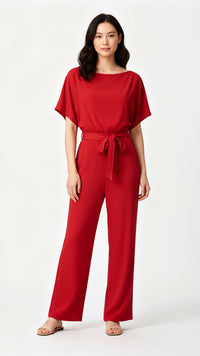 Heidi-Mode Women's High Waist Knit Jumpsuit - Comfortable Straight Cut 4