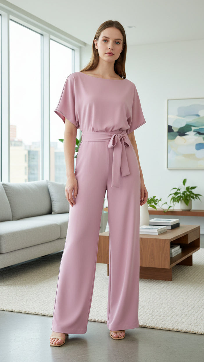 Heidi-Mode Women's High Waist Knit Jumpsuit - Comfortable Straight Cut 6