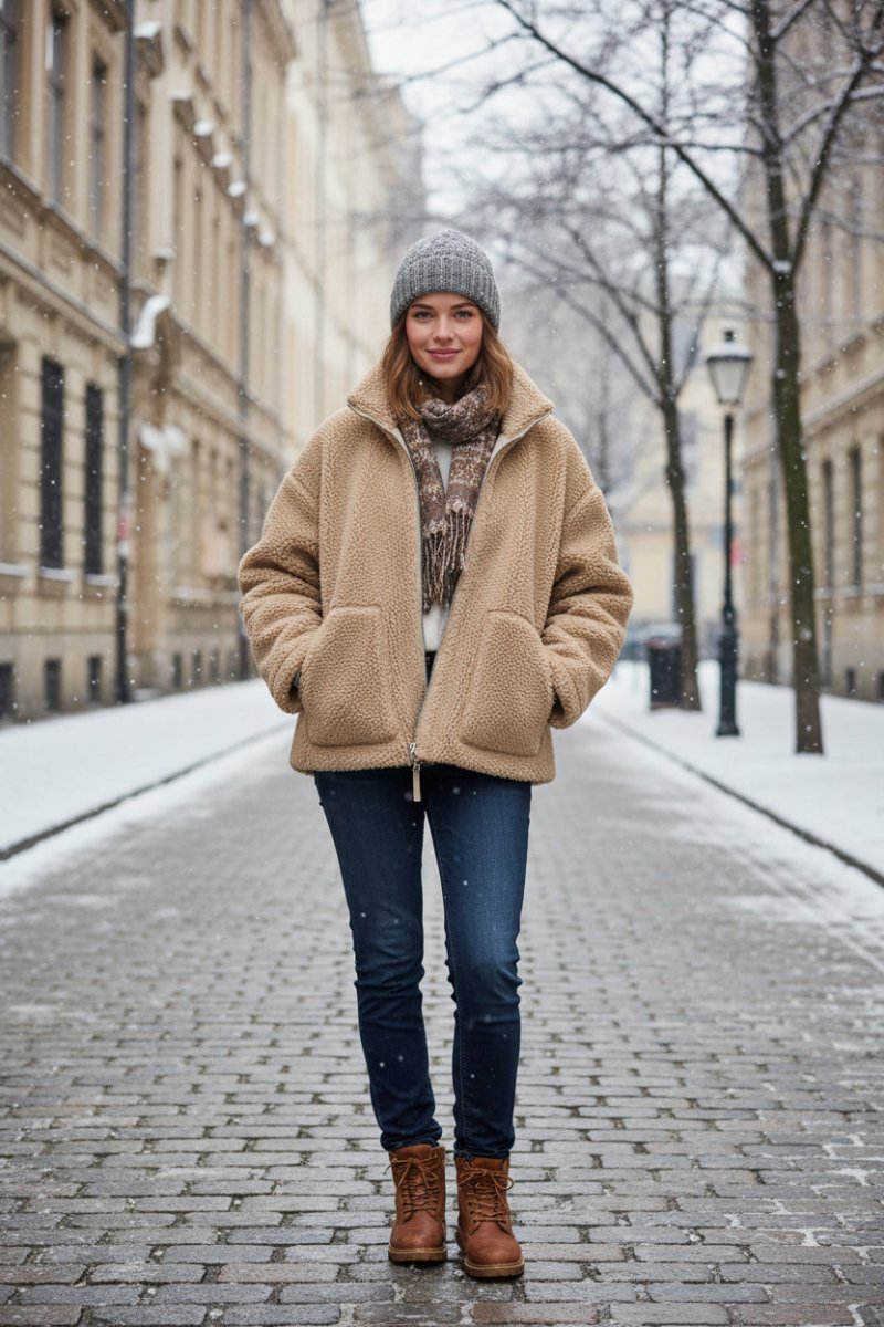 FROSTPILE – Spring Plush Jacket with Stand Collar for Cozy Comfort