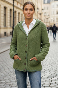 Heidi - Midweight Hooded Knit Coat with Pockets, Long Sleeve Comfort 0