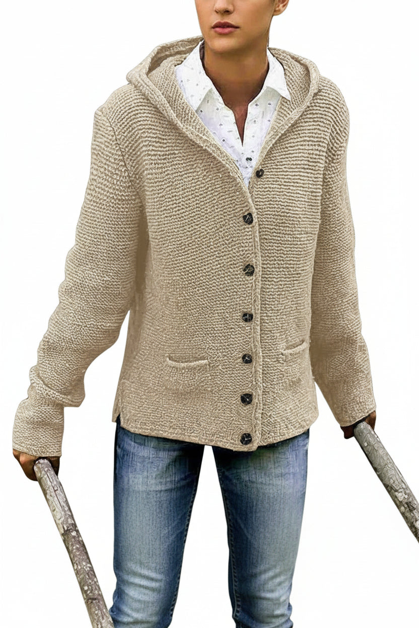 WARMDRIFT – Midweight Knit Coat with Hood and Long Sleeve Comfort