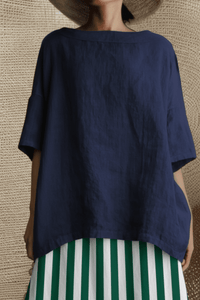 Heidi - Vintage Oversized Tunic with Elegant Boat Neckline in Soft Fabric 5