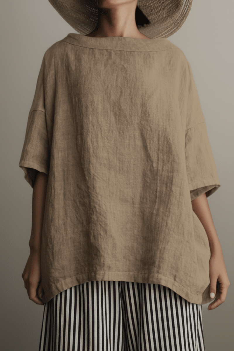 Heidi - Vintage Oversized Tunic with Elegant Boat Neckline in Soft Fabric 6