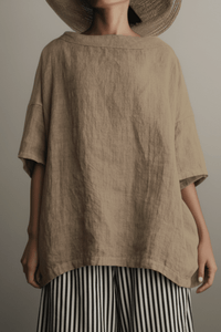 Heidi - Vintage Oversized Tunic with Elegant Boat Neckline in Soft Fabric 6
