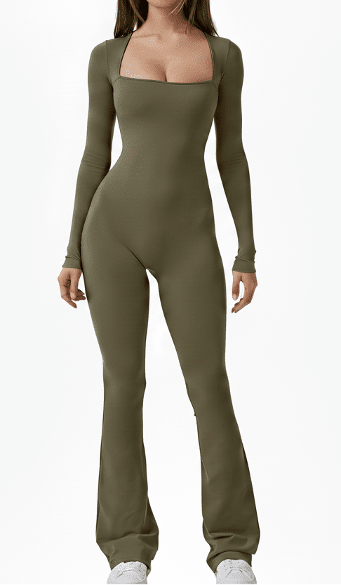 Heidi Women's Jumpsuit - Elegant Flared Legs & Square Neckline, 100% Polyester 3