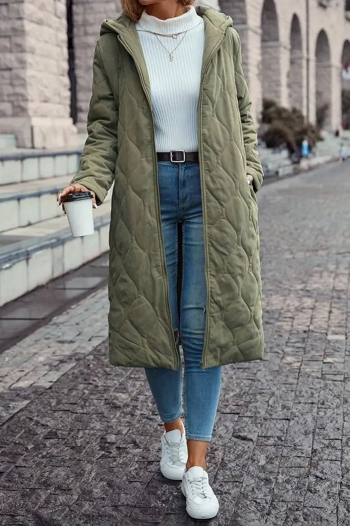 Hooded Quilted Jacket - Warm Cotton Blend, Stylish Fall & Winter Layer 1