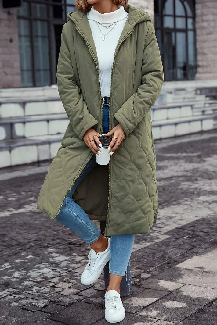 Hooded Quilted Jacket - Warm Cotton Blend, Stylish Fall & Winter Layer 2