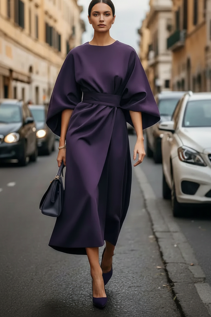ELANBELT – Women’s Elegant Cocktail Dress with Lantern Sleeve Design