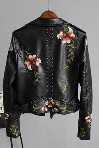 Jocelyn Women's Floral Faux Leather Biker Jacket with Tailored Fit & Edgy Design 1