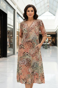 ALÉRIN – Women’s Midi Dress with Flattering Fit and Modern V-Neck