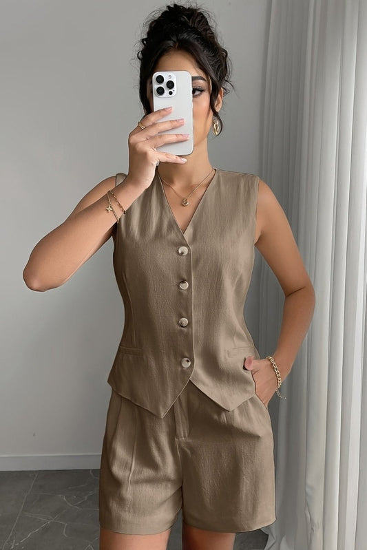 Lunarelle - Linen Vest & Shorts Set