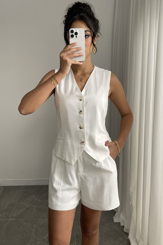 Lunarelle - Linen Vest & Shorts Set