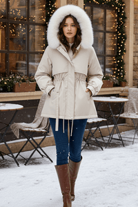 FURORA – Elegant Women’s Puffer Jacket with Cozy Fur Collar for Spring Warmth