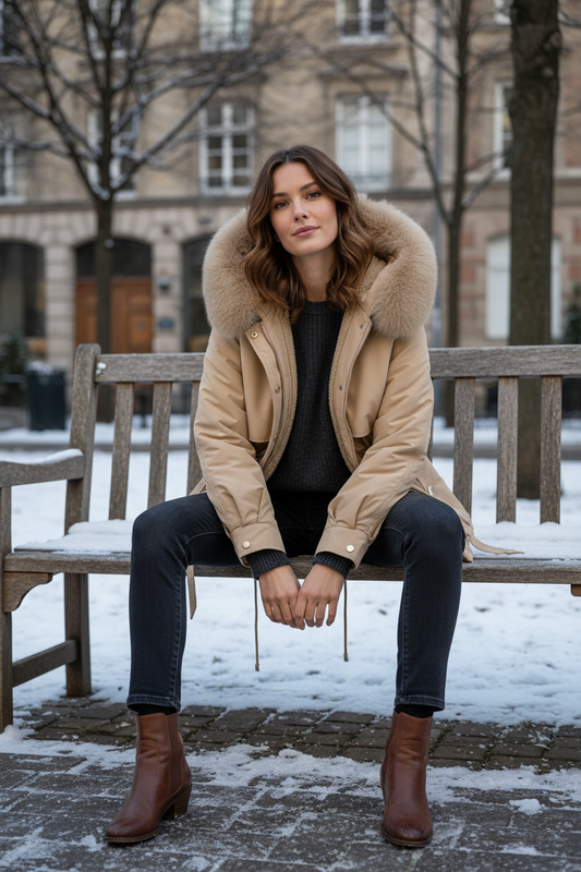 FURORA – Elegant Women’s Puffer Jacket with Cozy Fur Collar for Winter Warmth