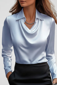 Malvina - Women's Elegant Satin Blouse with Draped Neck for Timeless Style 2