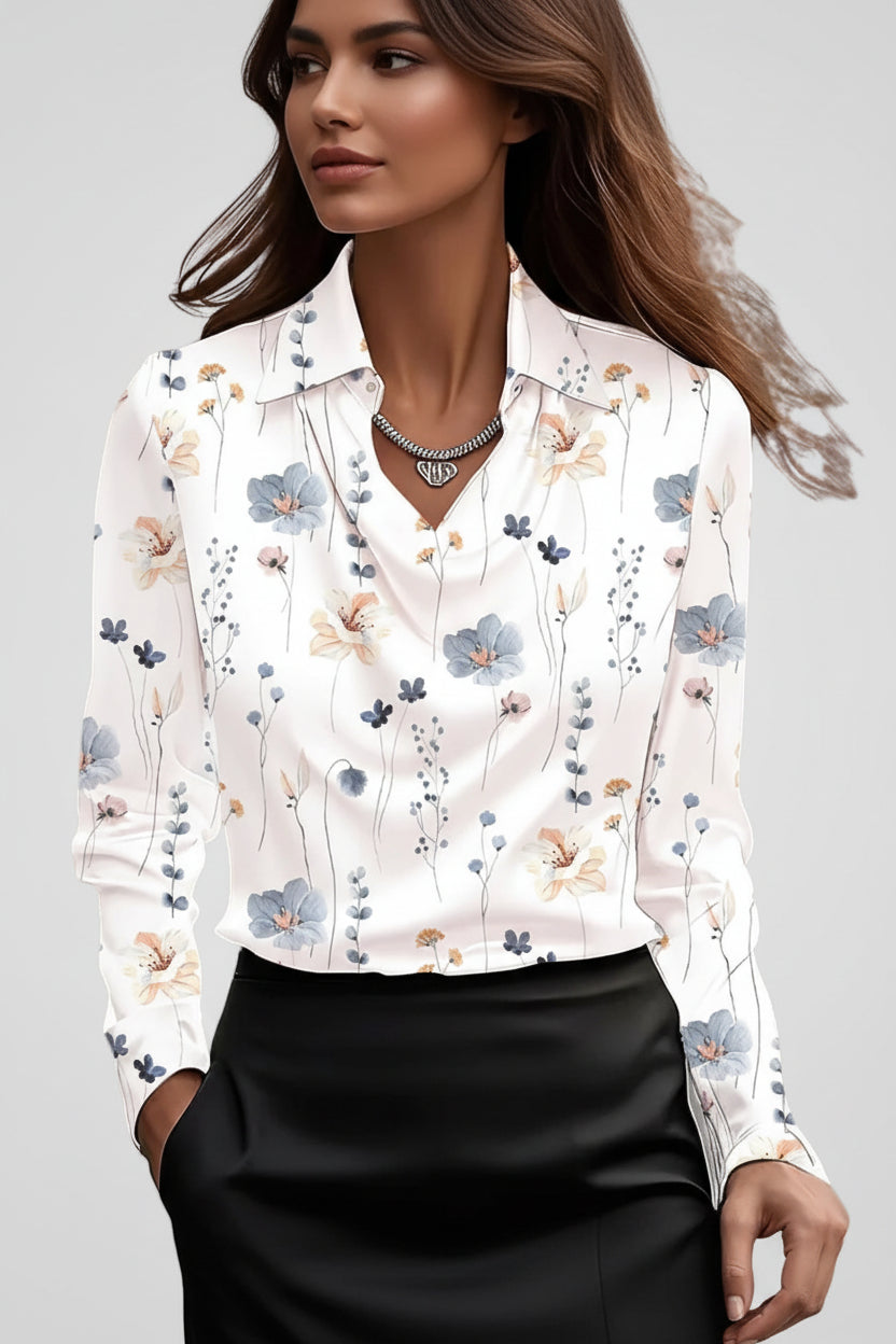 Malvina - Women's Elegant Satin Blouse with Draped Neck for Timeless Style 5