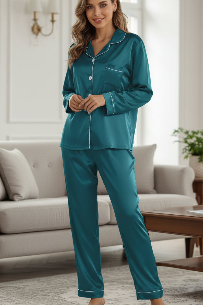 Maria - Women's Silk Pajama Set, Elegant Loungewear Set for Relaxation 0