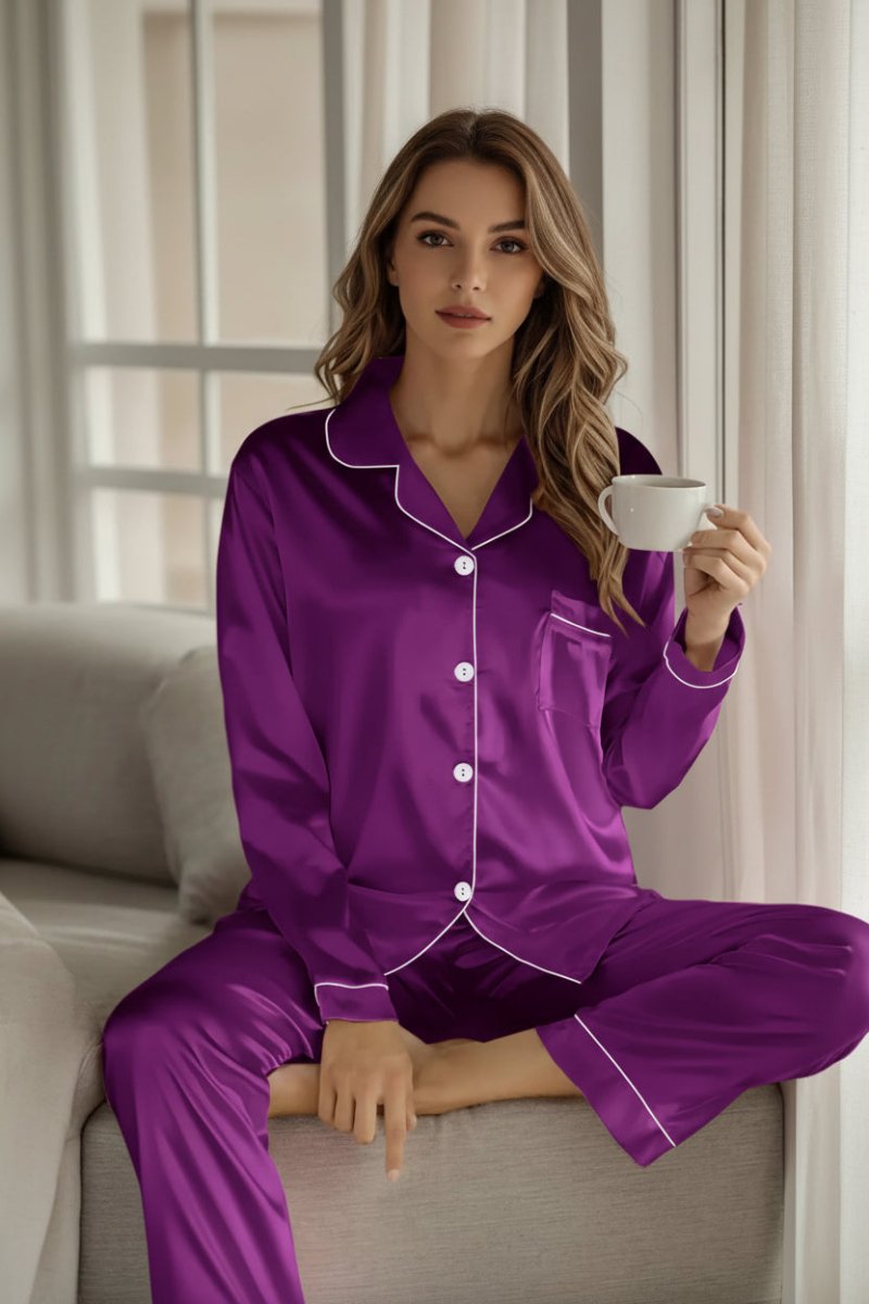 Maria - Women's Silk Pajama Set, Elegant Loungewear Set for Relaxation 2
