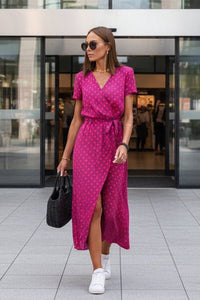 Marlene - Women's Floral V-Neck Wrap Midi Dress for Summer Style 7