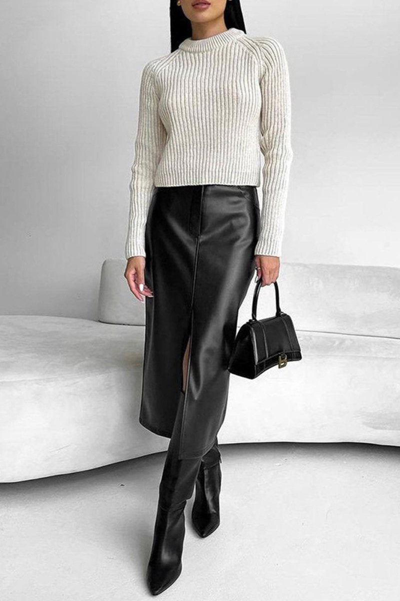 Megan - Elegant High-Slit Midi Skirt for Women - Comfortable Winter Style 2