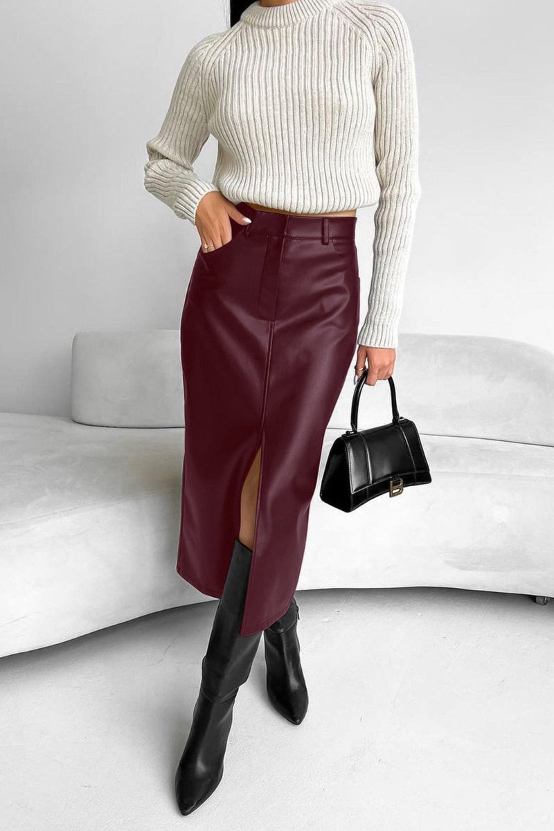 Megan - Elegant High-Slit Midi Skirt for Women - Comfortable Winter Style 4