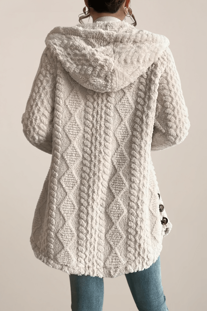 Mirella - Soft Cream Hooded Jacket with Textured Finish