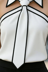 Mooyius - Sleeveless Halter Neck Blouse with Bold Contrast Trim 2
