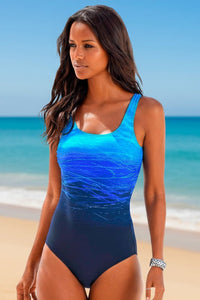One Piece Swimsuit with Ombre Design, Back Cutout & Quick-Drying Material 3
