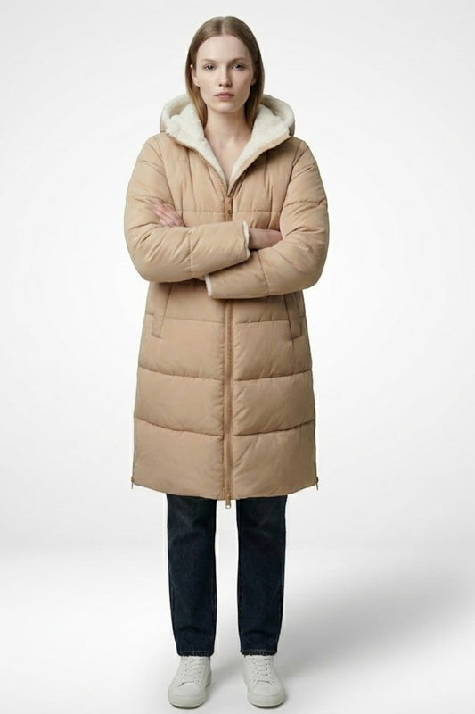 Reversible Black Puffer Jacket for Women - Warm Winter Coat with Soft Inner Structure 8