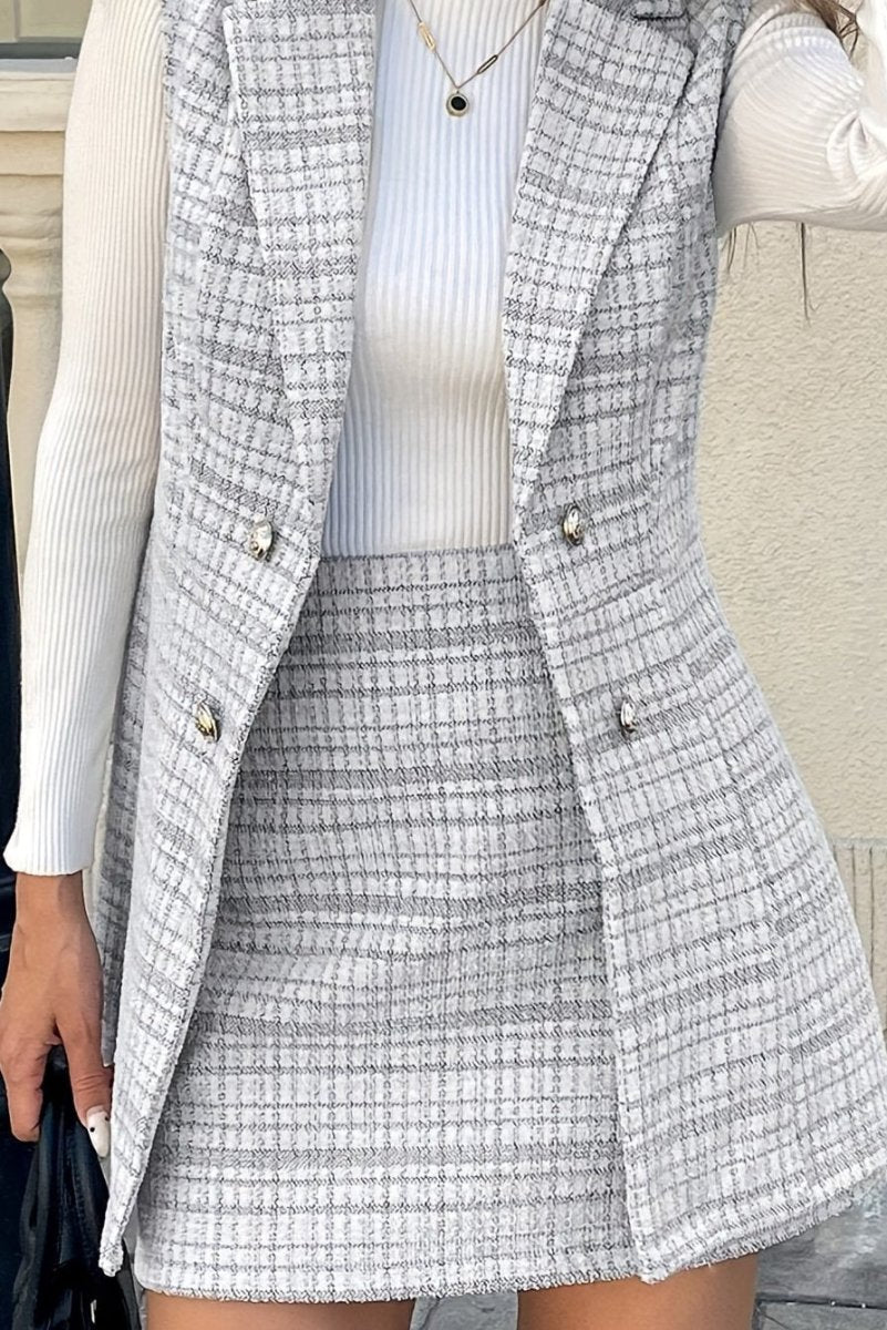 Roselain - Refined Tweed Skirt Suit Set