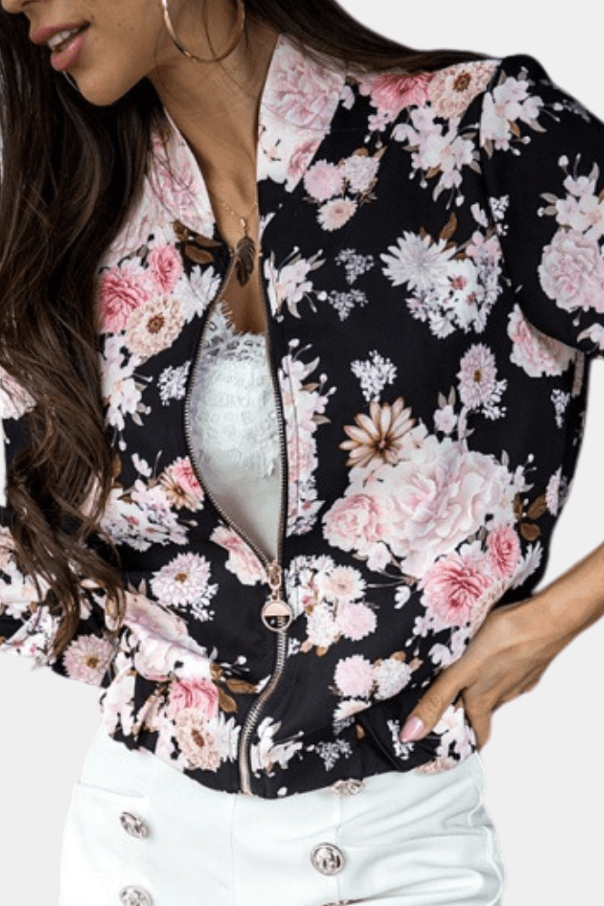Ruby - Women's Lightweight Floral Zip-Up Jacket with Slim Fit Design 1