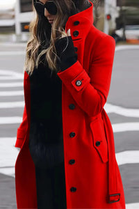 VERTICÉ – Elegant Women's High Collar Button Trench Coat for Spring Sophistication