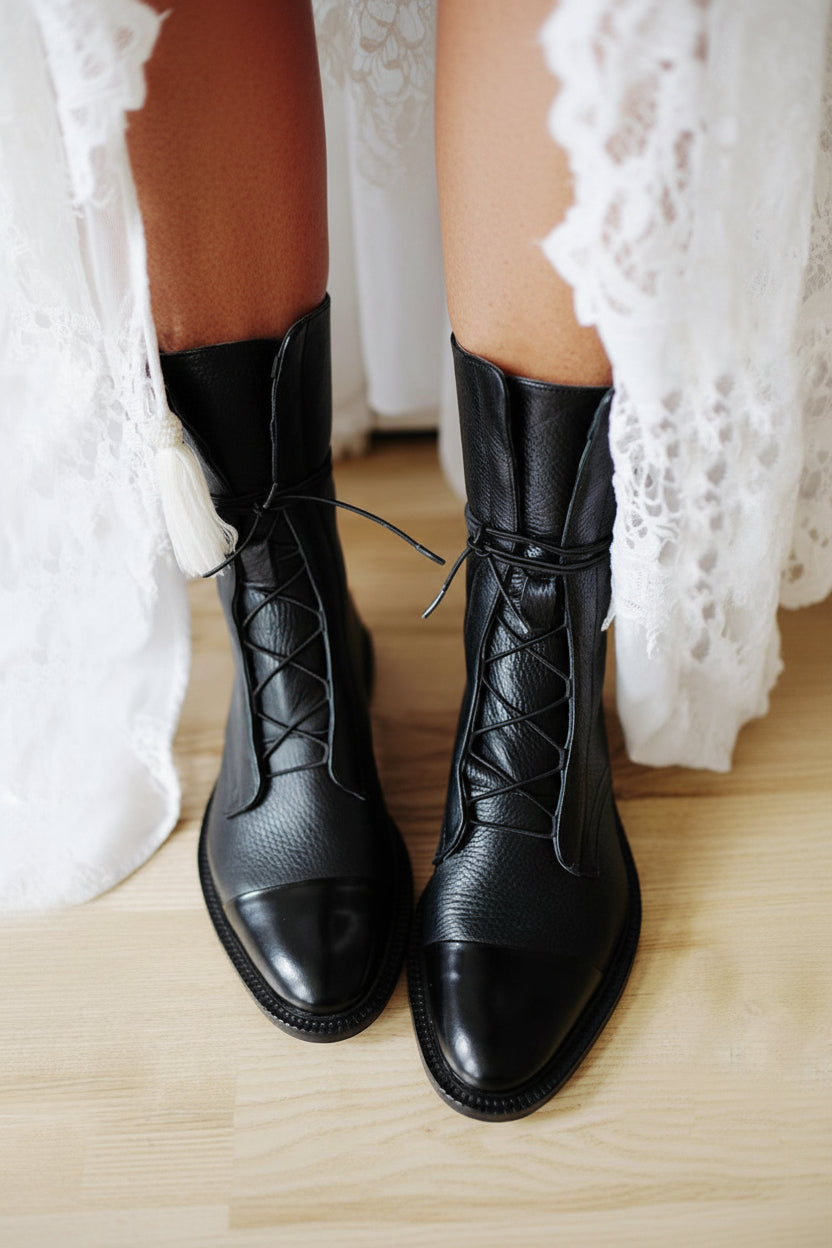 Sophia Lace-Up Leather Ankle Boots for Women - Stylish & Comfortable Footwear 0