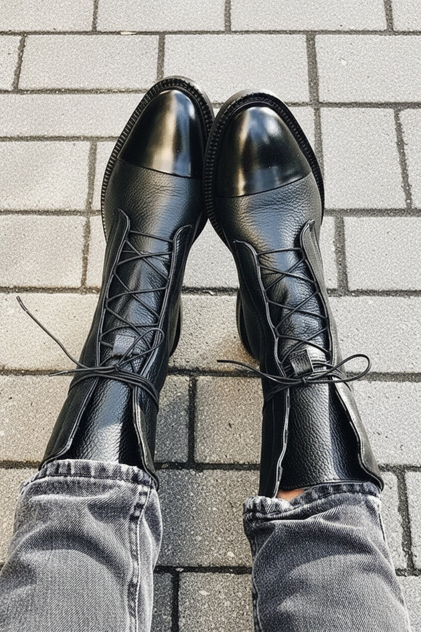 Sophia Lace-Up Leather Ankle Boots for Women - Stylish & Comfortable Footwear 1