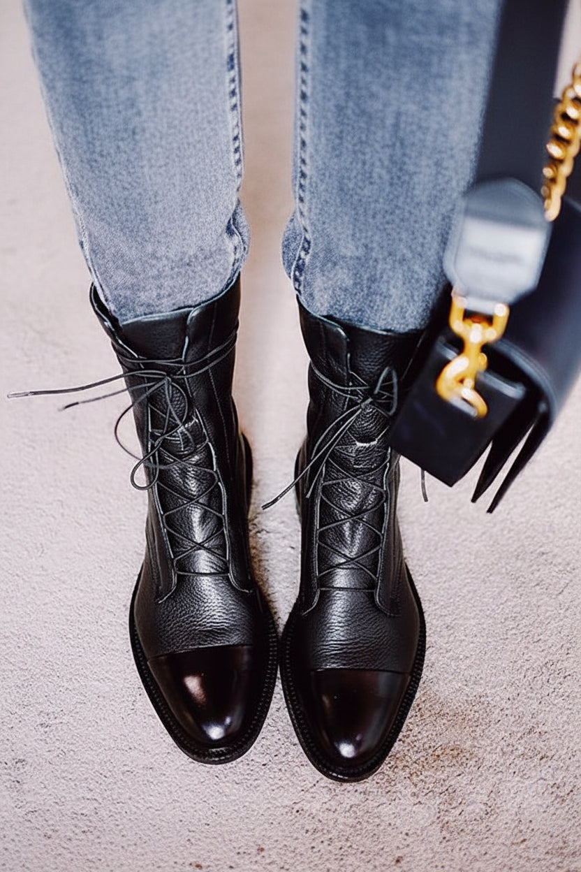 Sophia Lace-Up Leather Ankle Boots for Women - Stylish & Comfortable Footwear 3