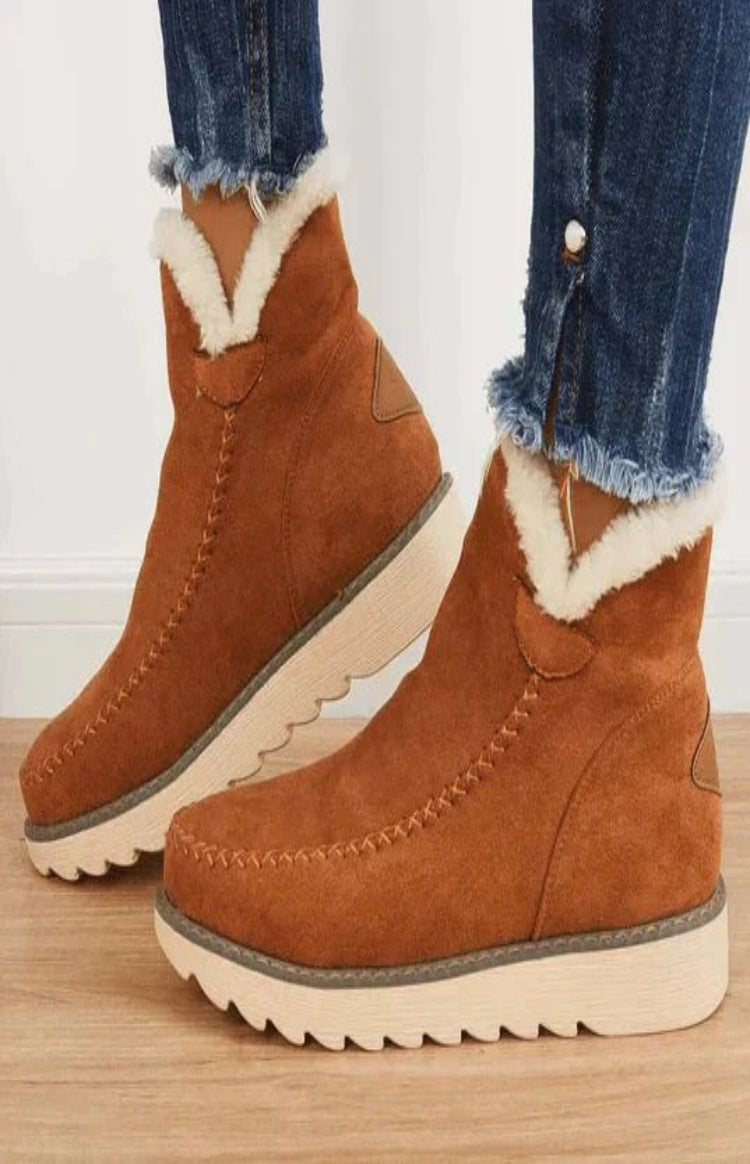 Sophia Women's Cozy Fur Lined Winter Ankle Boots with Platform Sole 2
