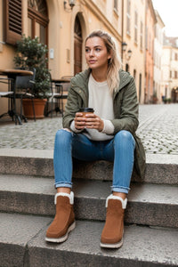 VELFUR – Women's Cozy Fur Lined Spring Ankle Boots with Chunky Platform Sole