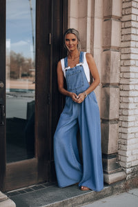 Stylish Denim Jumpsuit for Women - Comfortable Relaxed Fit with Adjustable Straps 0