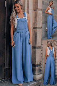 Stylish Denim Jumpsuit for Women - Comfortable Relaxed Fit with Adjustable Straps 1