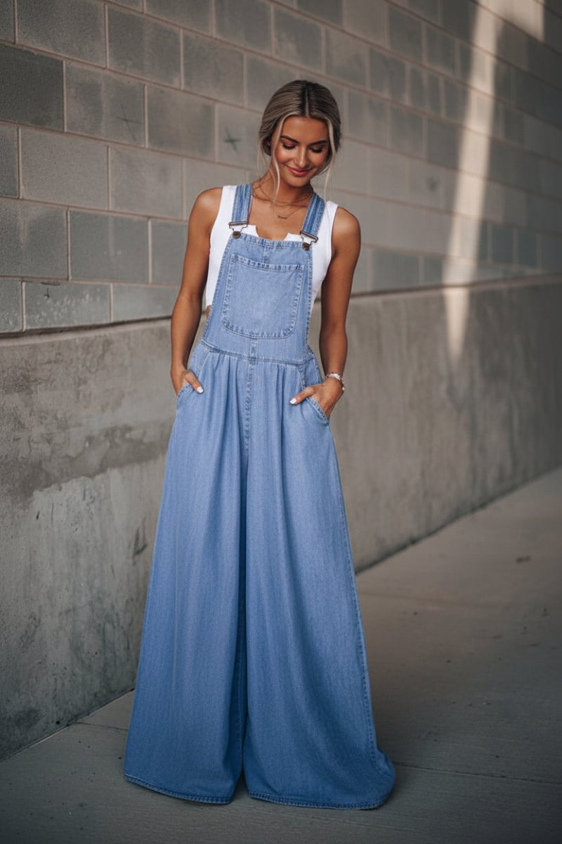 Stylish Denim Jumpsuit for Women - Comfortable Relaxed Fit with Adjustable Straps 3