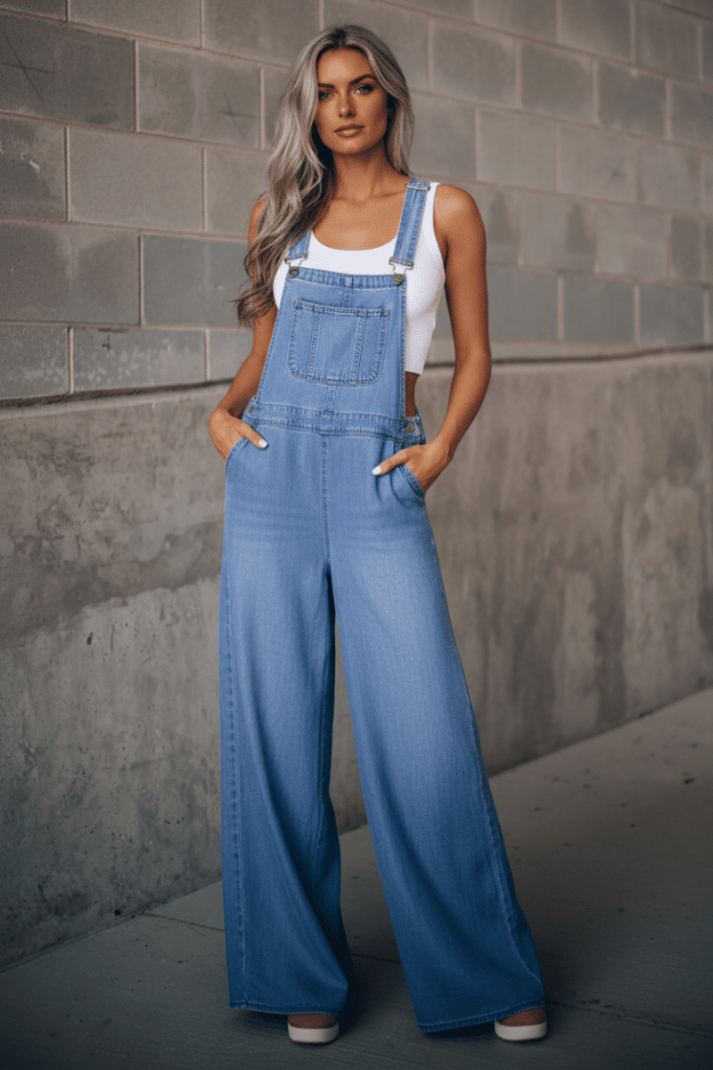 Stylish Denim Jumpsuit for Women - Comfortable Relaxed Fit with Adjustable Straps 4