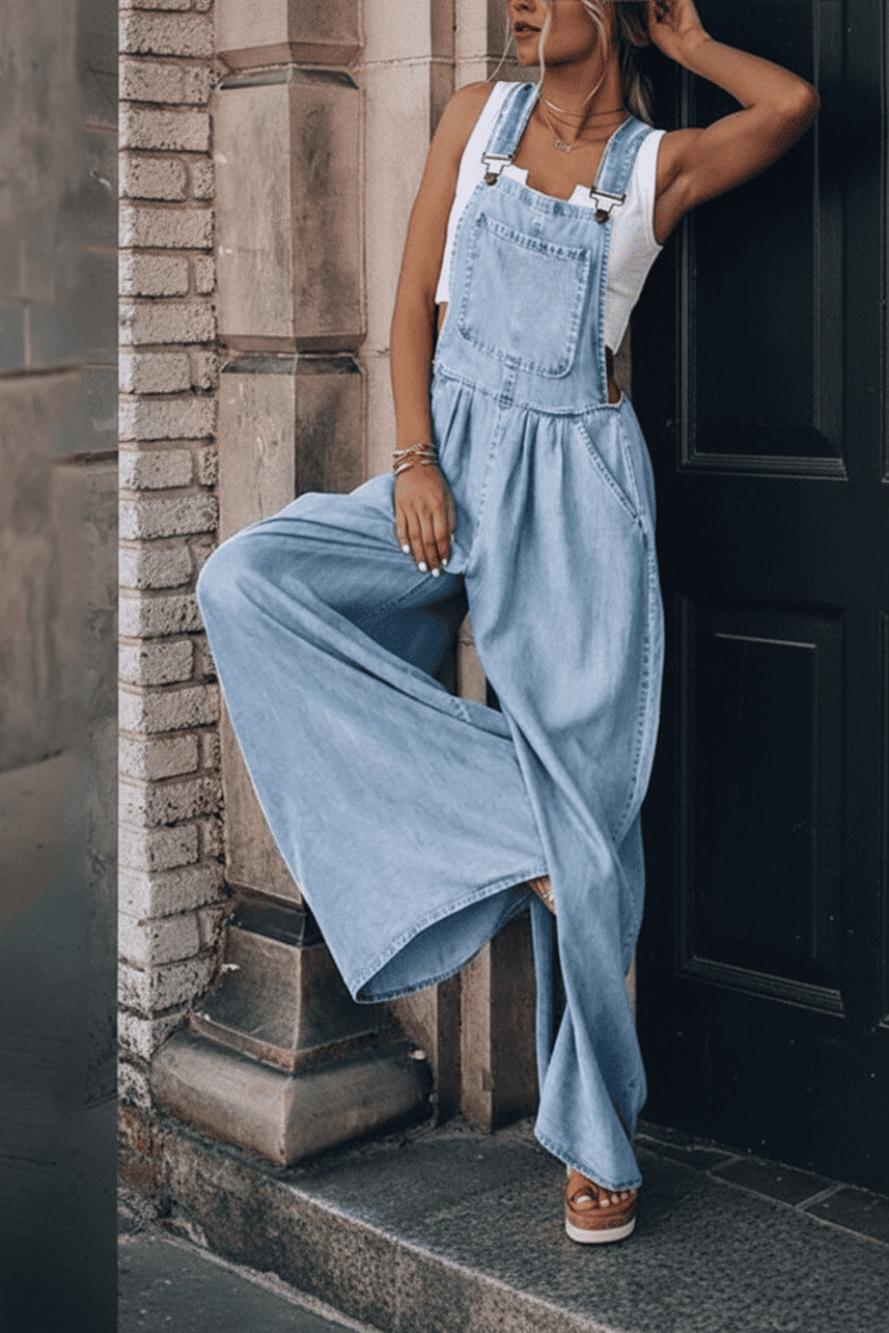 Stylish Denim Jumpsuit for Women - Comfortable Relaxed Fit with Adjustable Straps 5