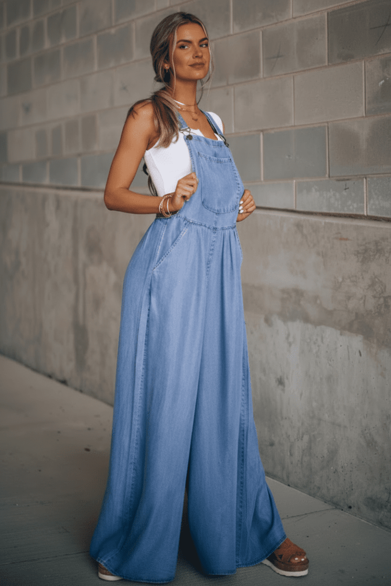Stylish Denim Jumpsuit for Women - Comfortable Relaxed Fit with Adjustable Straps 7