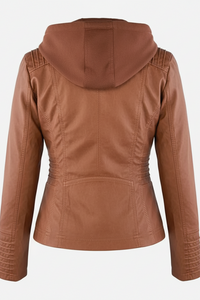 Stylish Women's Leather Jacket with Removable Hood - Plus Sizes L-3XL 6