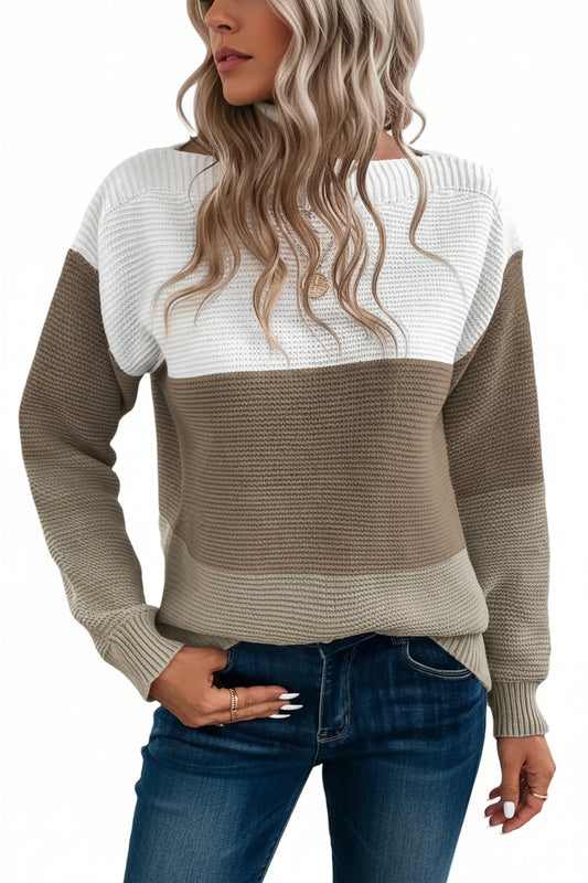 Stylish Women's Winter Color-Block Turtleneck Knit Sweater for Effortless Comfort 5