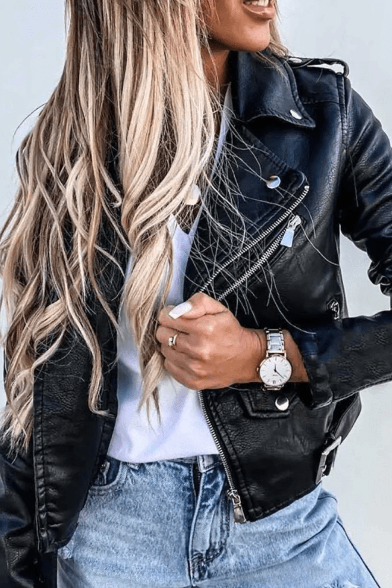 Taylor - Women's Leather Jacket with Edgy Zip-Up Biker Design 1