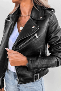 Taylor - Women's Leather Jacket with Edgy Zip-Up Biker Design 2