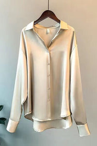 Taylor Women's Loose Fit Satin Blouse with Button-Down Design 0